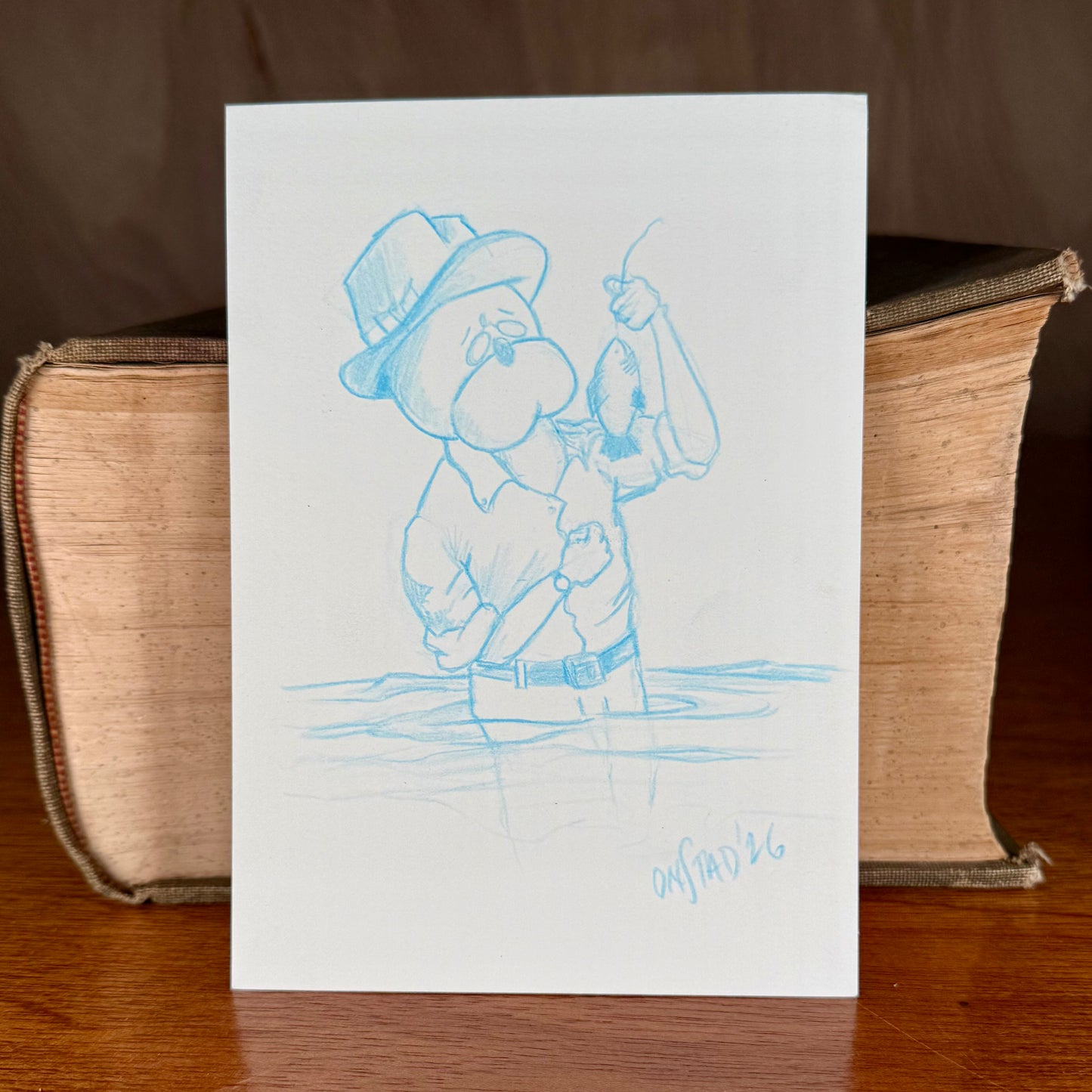 Connie, Blue Angler Study, 5x7"