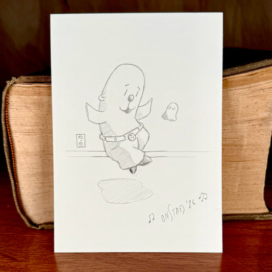 Philippe & Tiny Ghost Friend #2, 5x7"