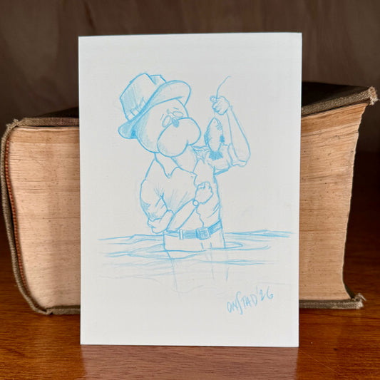 Connie, Blue Angler Study, 5x7"