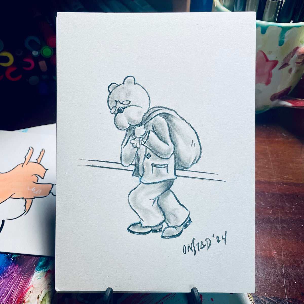 Laundry Day Bear, 5x7"