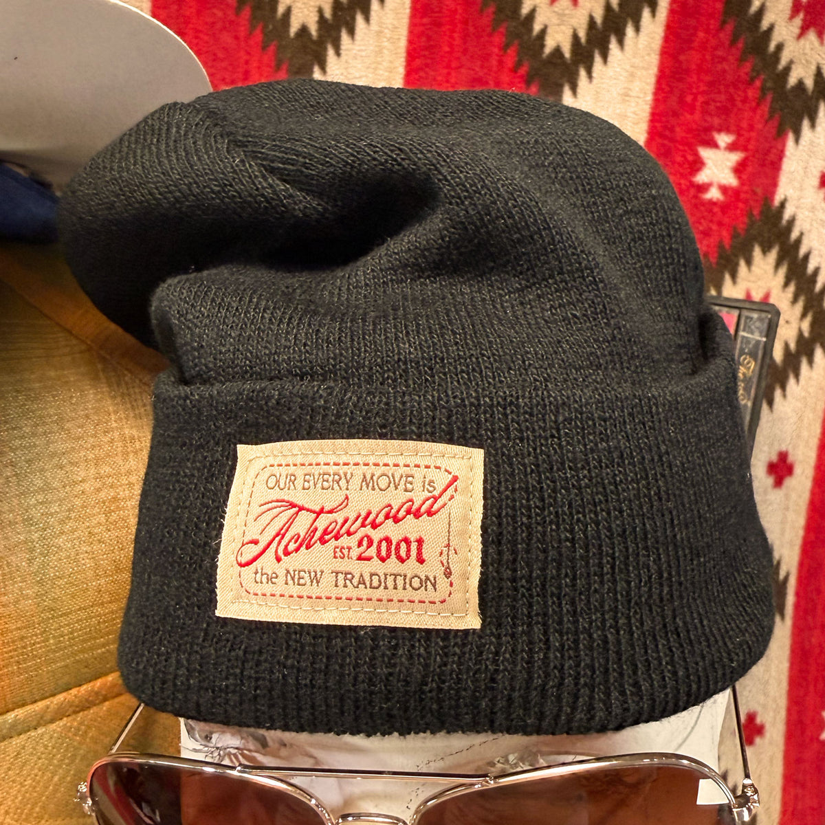 Black Logo Beanie, Hand-Sewn Tag