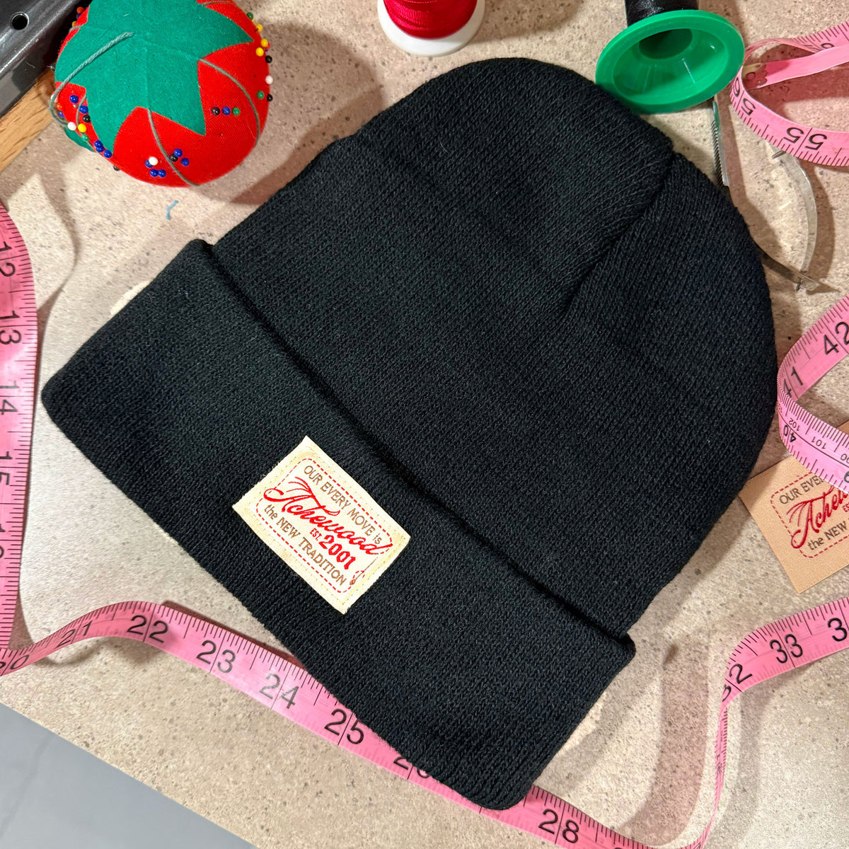 Black Logo Beanie, Hand-Sewn Tag