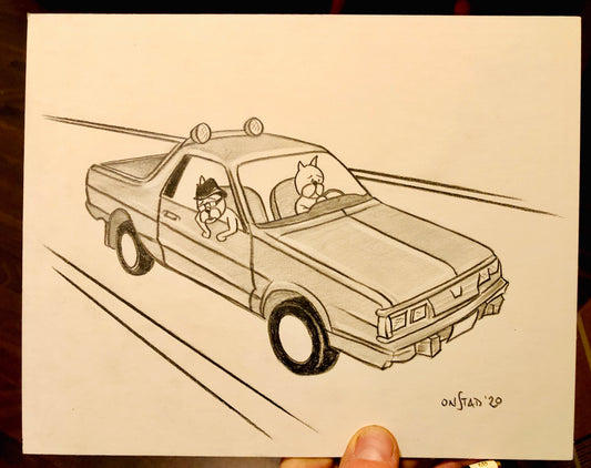 Subaru Brat in Hell, Ray and Beef, 8x10"