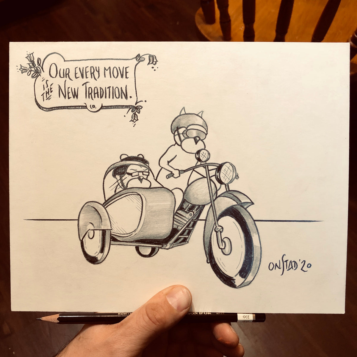 New Tradition, Original 8x10, pencils on matte board, 10/28/2020