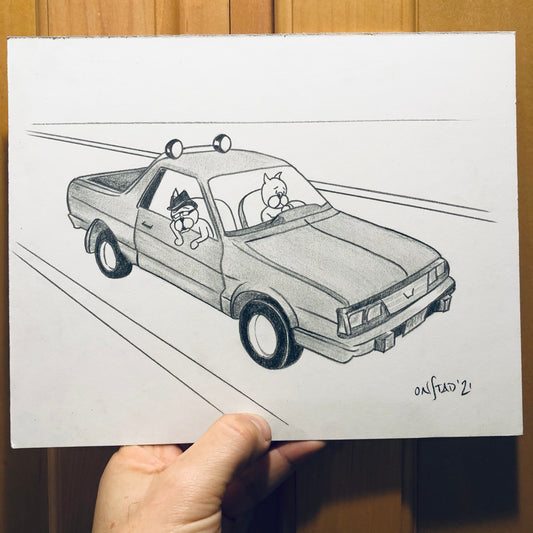 Subaru Brat in Hell, Ray and Beef, 8x10"
